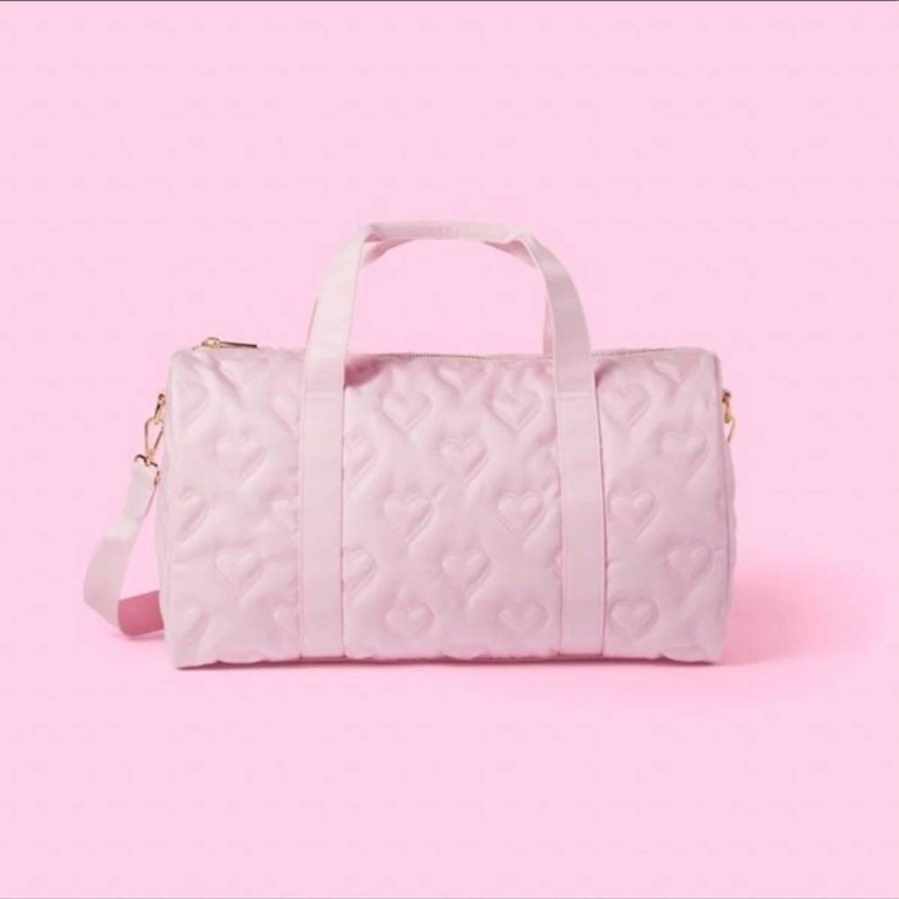 Stony clover Quilted Heart Travel Duffle Bag - Pink
